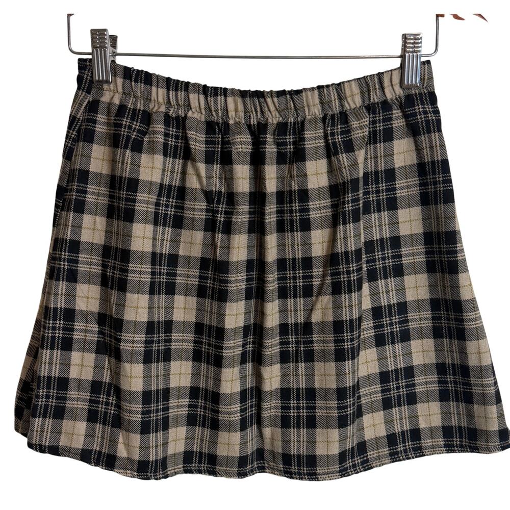 Brandy Melville One Size Mini Pleat Plaid Skirt One Size Made in Italy Brown EUC - Picture 4 of 7
